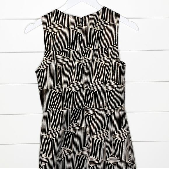 Shoshanna Glenda Abstract Jacquard Metallic Sheath Dress Black Gold Size 4 - Picture 8 of 10